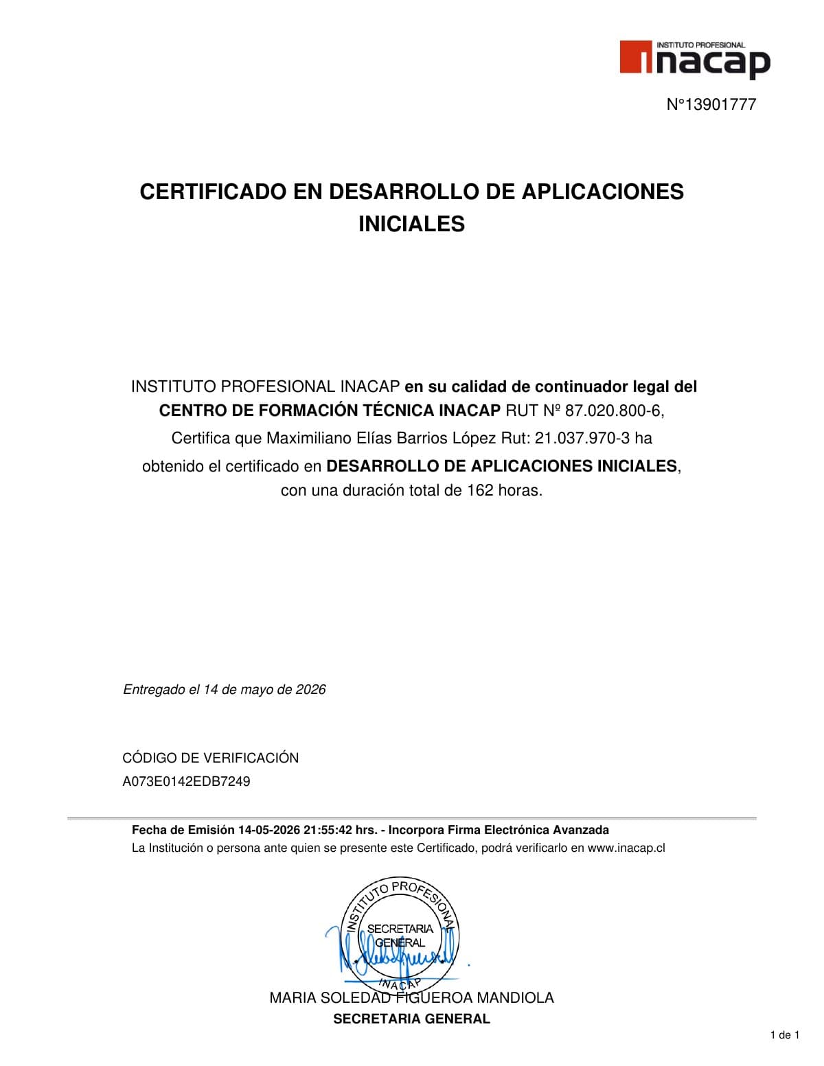 Desarrollo de Aplicaciones Iniciales - INACAP