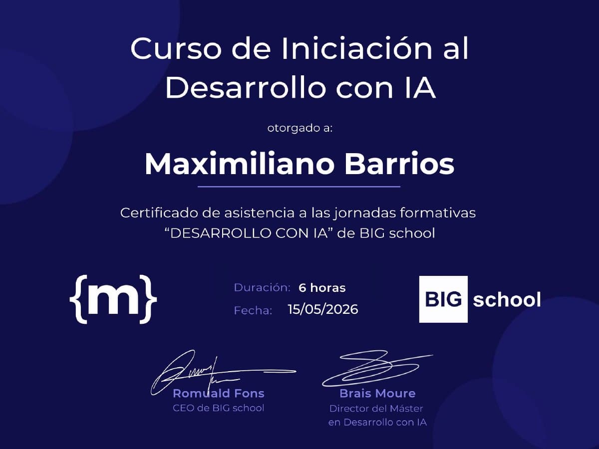 Iniciación al Desarrollo con IA - BIG school